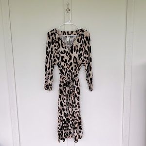 H&M leopard button down dress, with tie, never worn